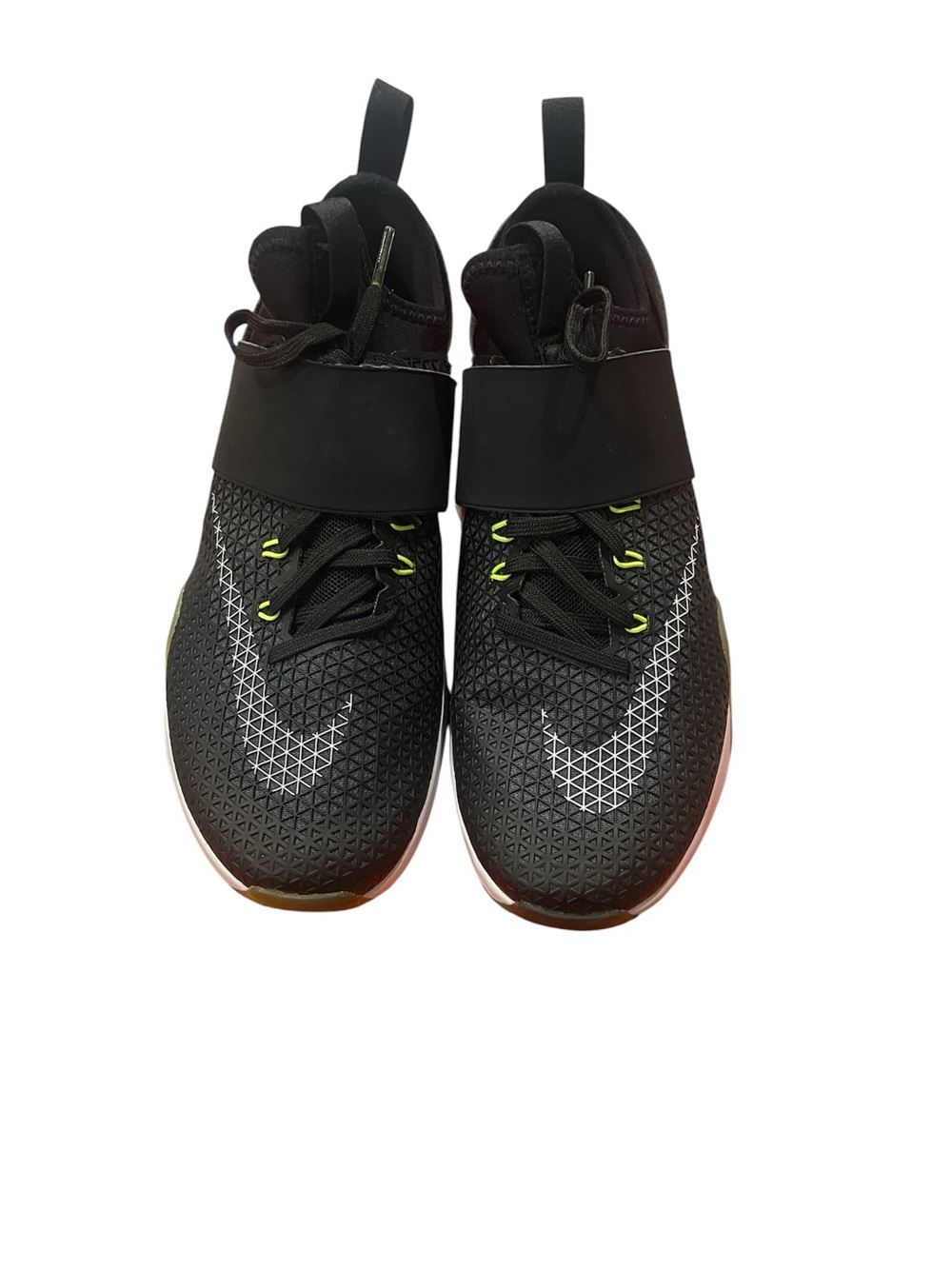 Nike Black Athletic Shoes with White Swoosh and Lime Accents